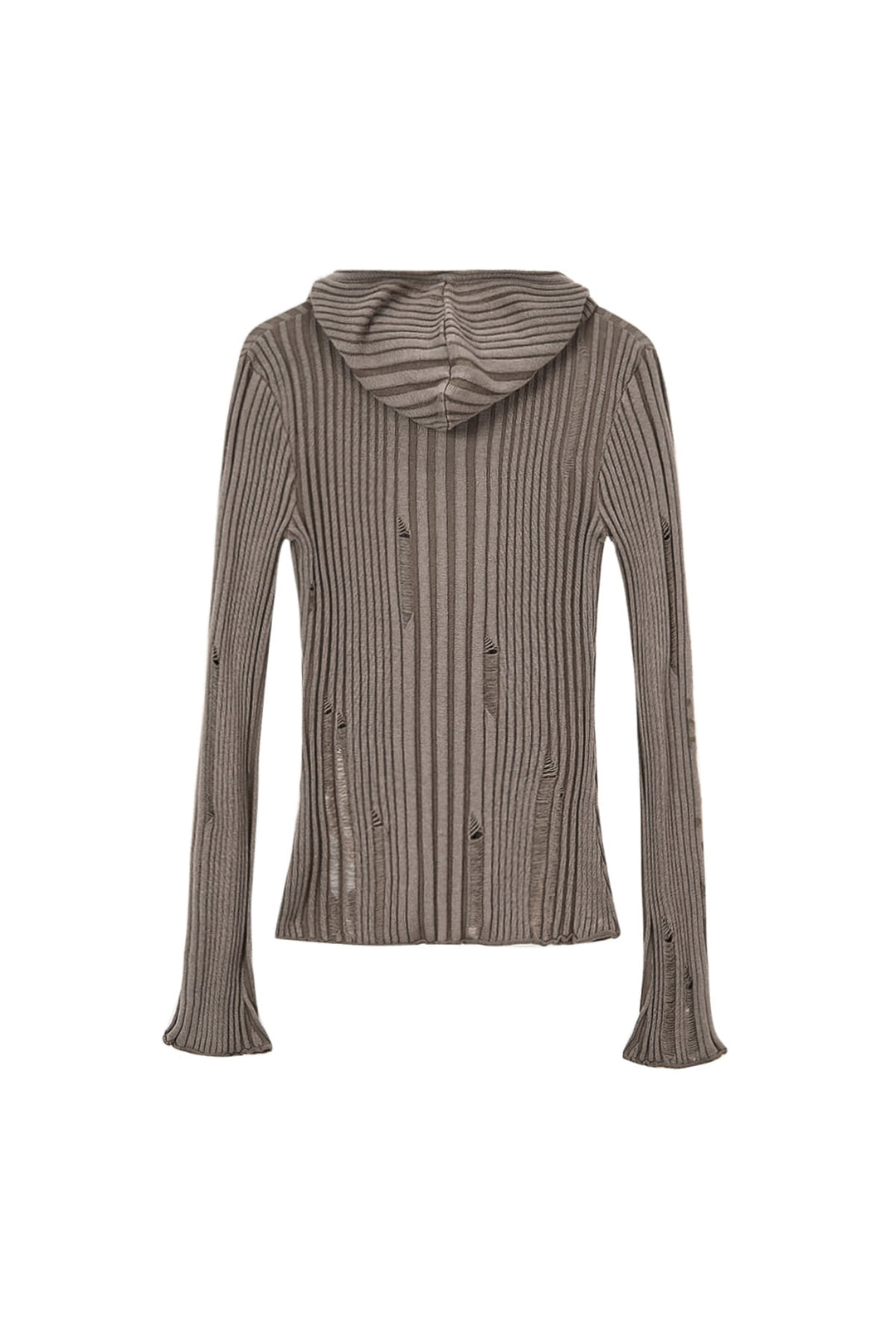 Matin Kim Logo Point Damage Slim Hoody Cardigan — Brown