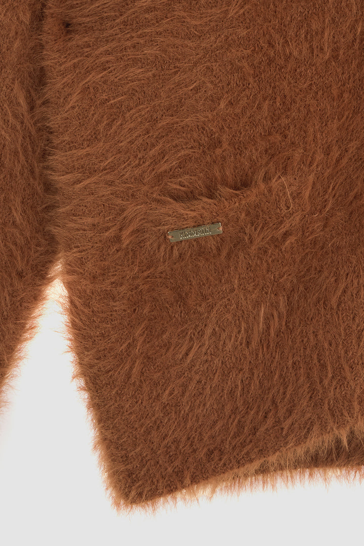 KIMMATIN Two Way Hairy Cardigan — Camel