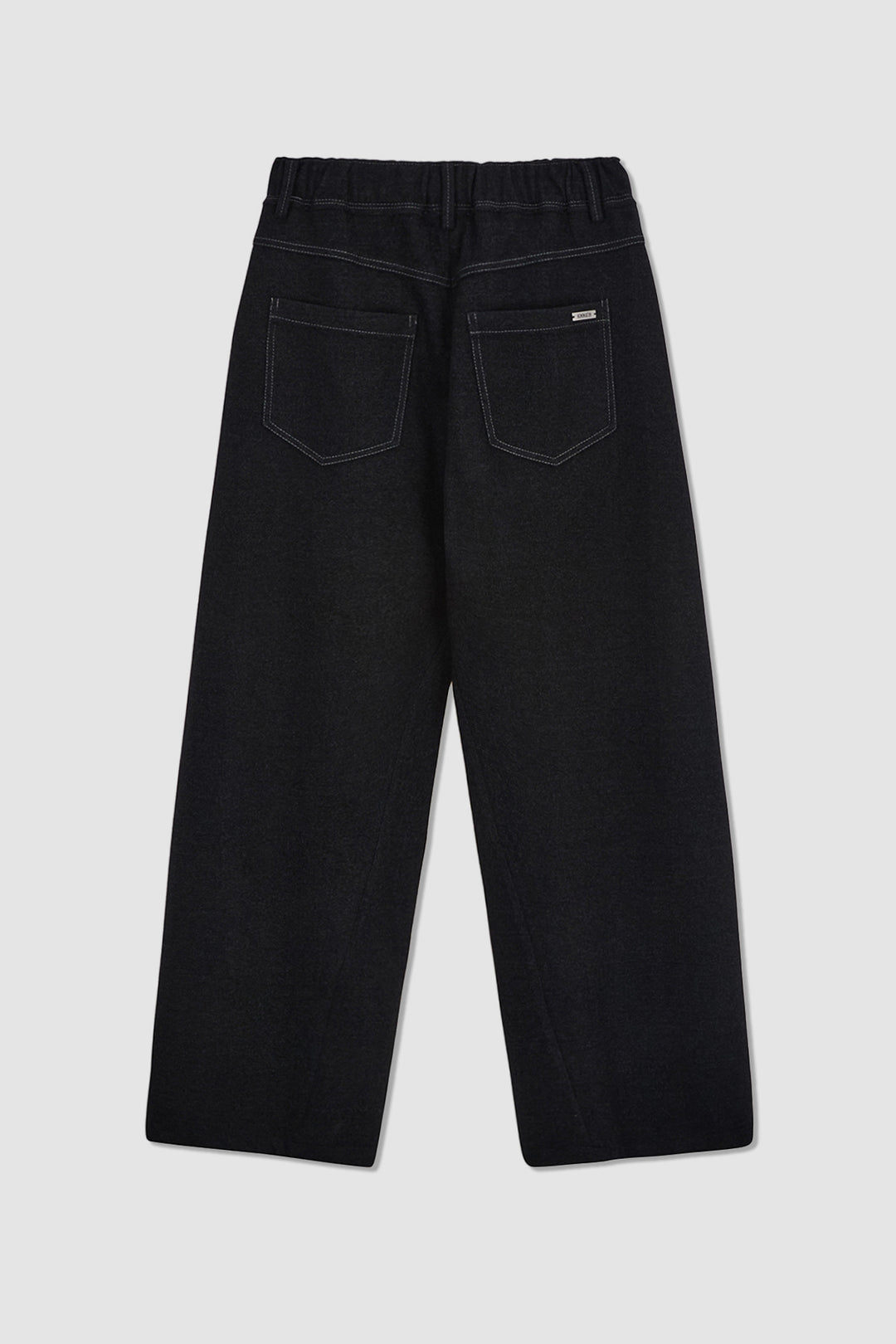 KIMMATIN Blended Wool Curved Banding Pants — Black