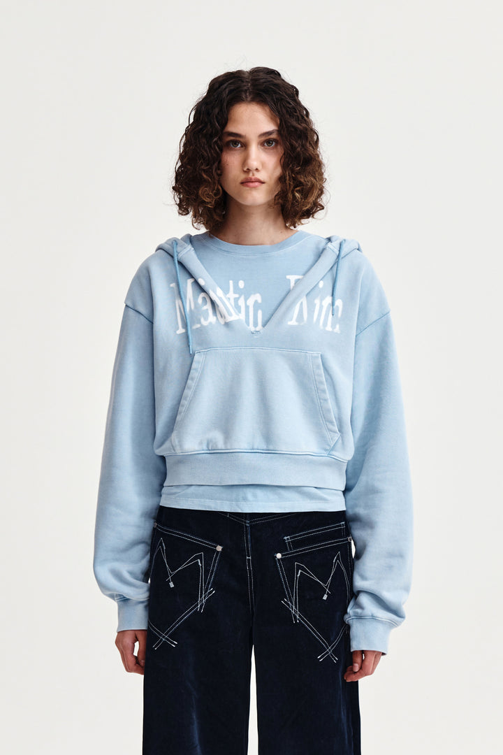 Matin Kim Washed Layered Crop Hoody Sky