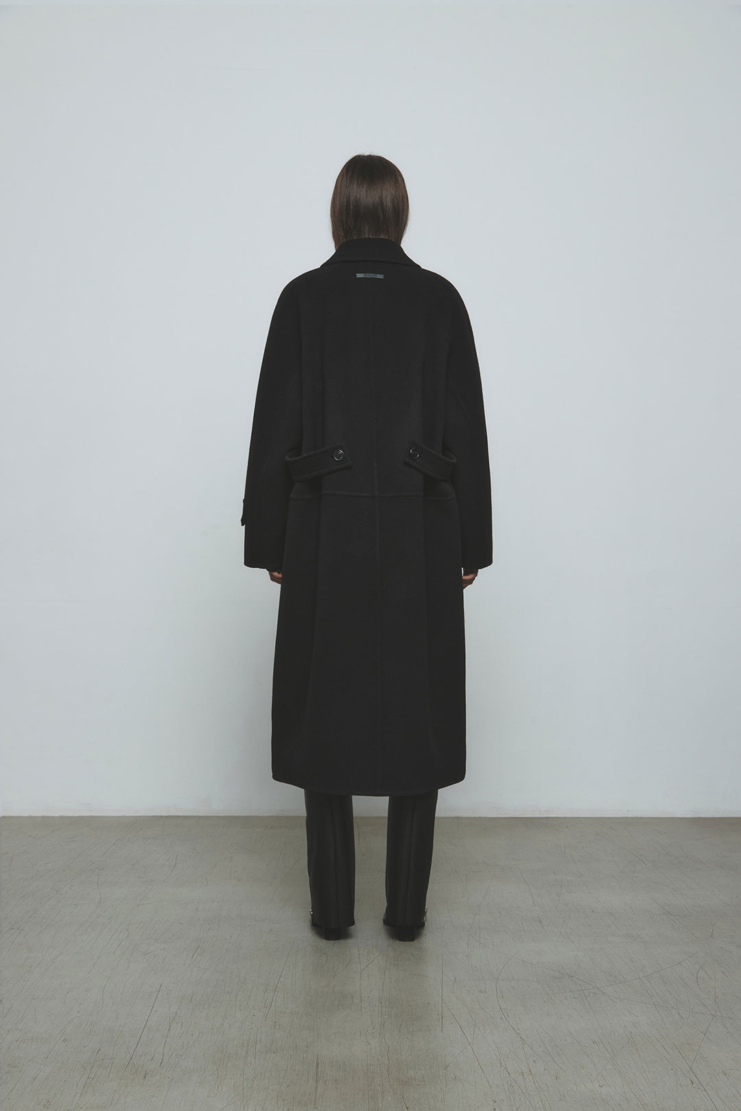 KIMMATIN Belted Double Wool Coat — Black