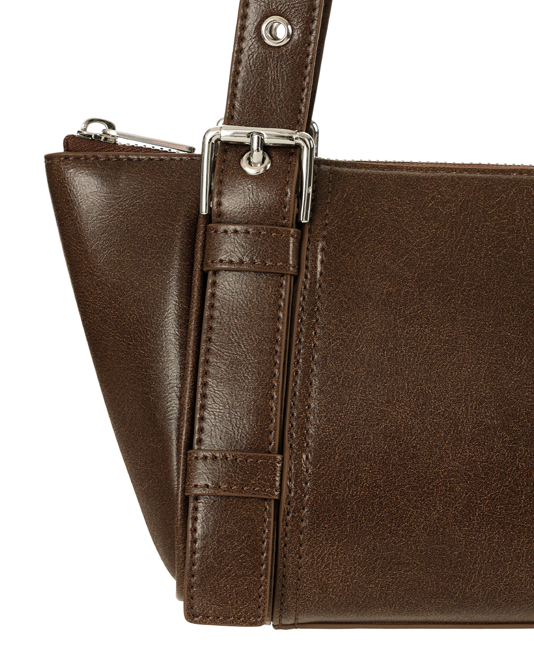 Stand Oil Boat Bag — Glossy Shoulder Crossbody — Brown