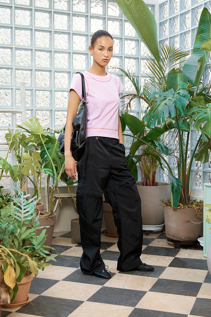 Matin Kim Stitch Point Small Logo Top — Pink