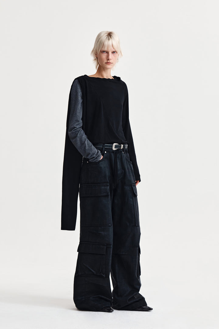 Matin Kim Weaving Long Sleeve Top — Black