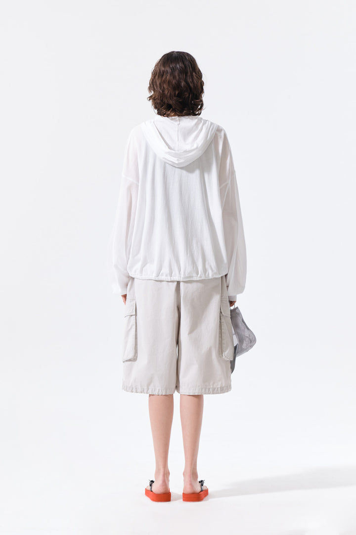 Matin Kim 16 Applique Logo Zip Hoody — White