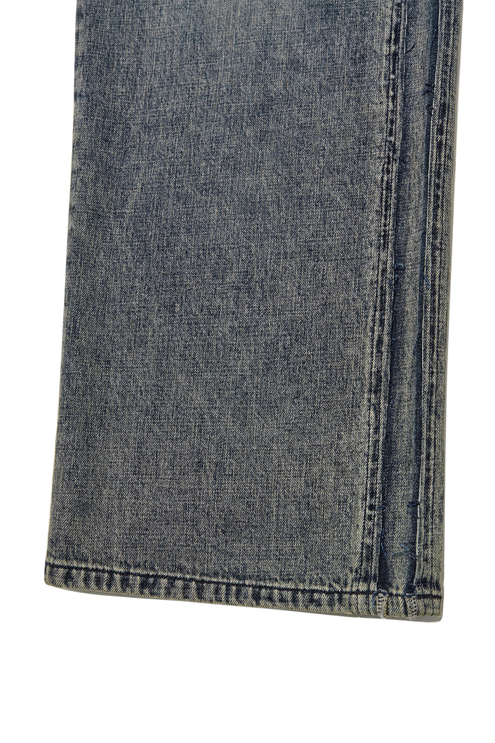 Matin Kim Rough Cut Line Point Denim — Smoke — Blue