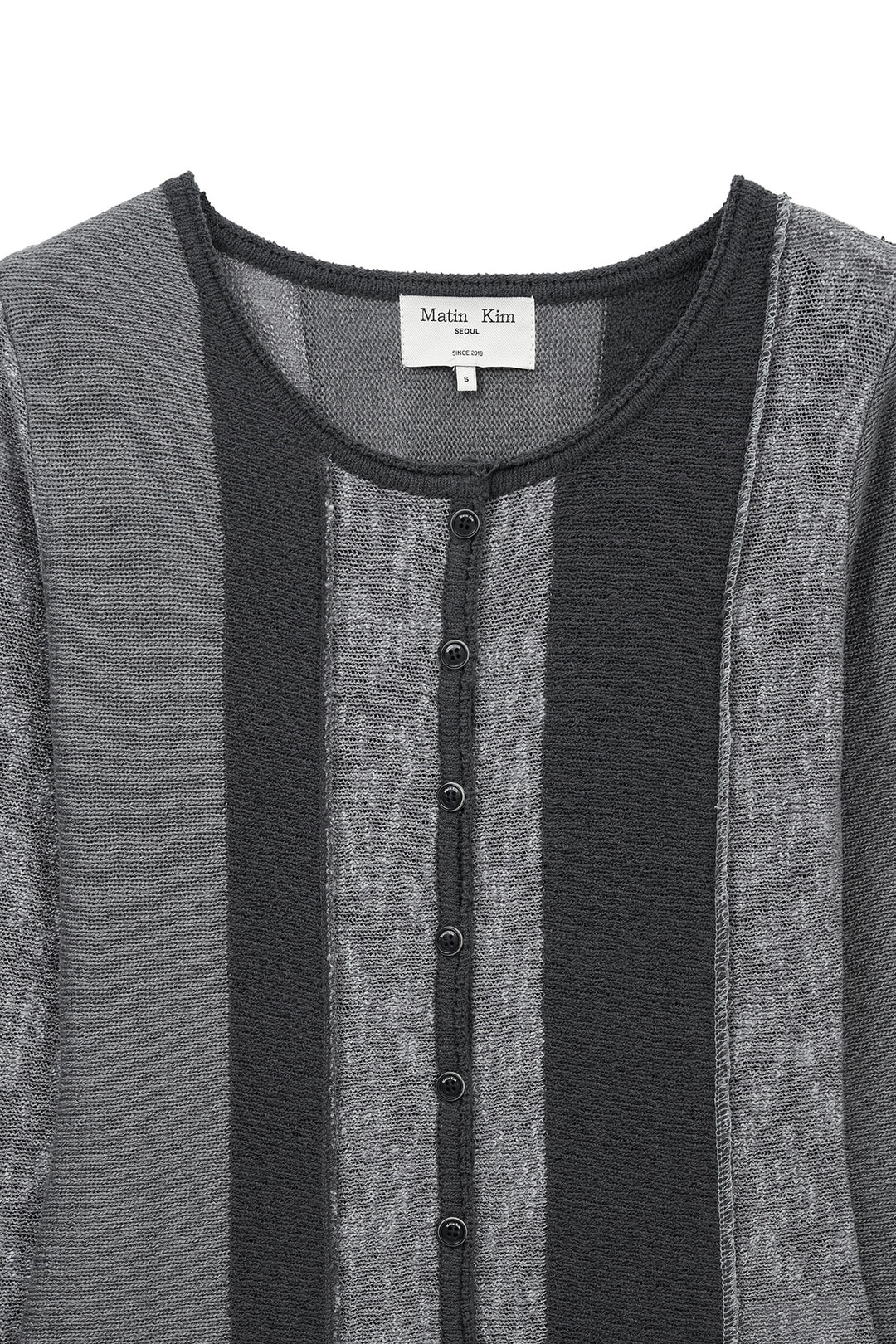 Matin Kim Color Block Slim Knit Cardigan — Charcoal