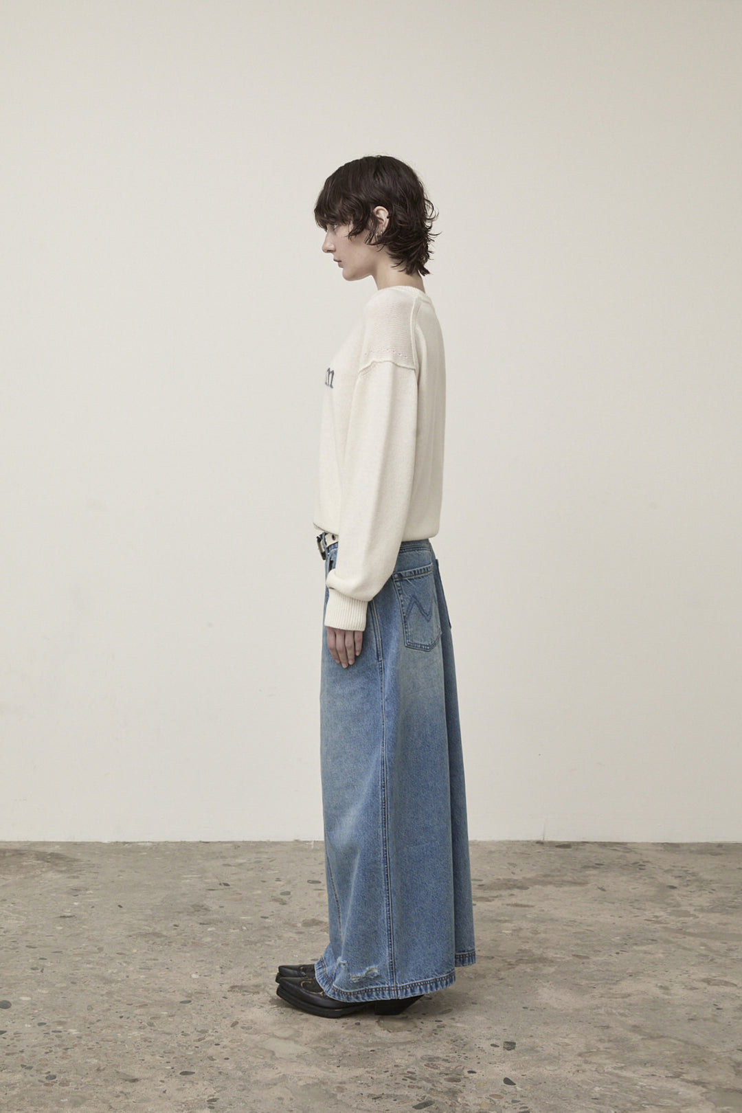 Matin Kim Color Trim Line Logo Pullover — Ivory