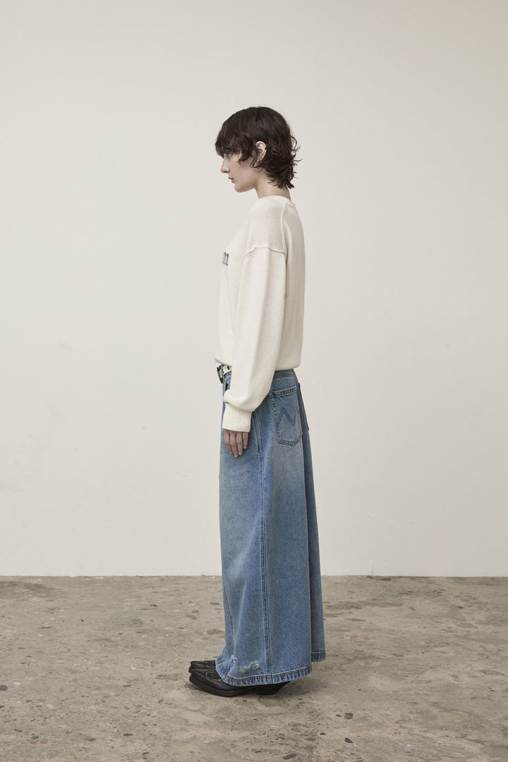 Matin Kim Color Trim Line Logo Pullover — Ivory