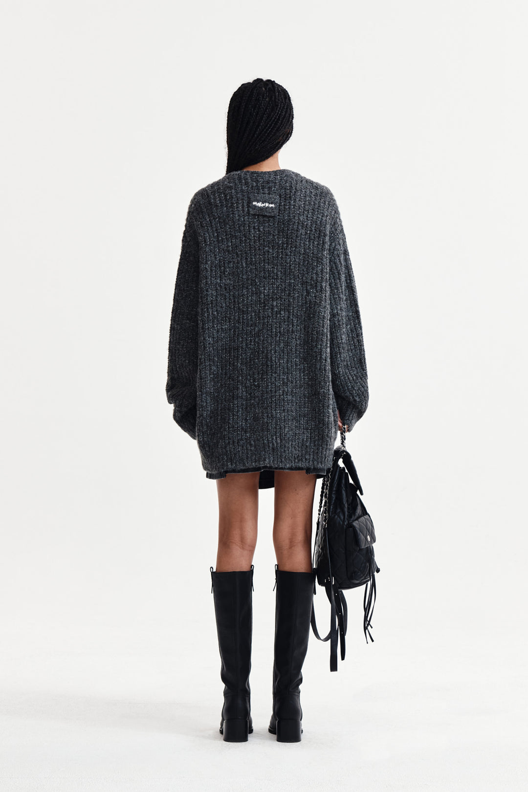Matin Kim Side Button Point Overfit Cardigan — Charcoal