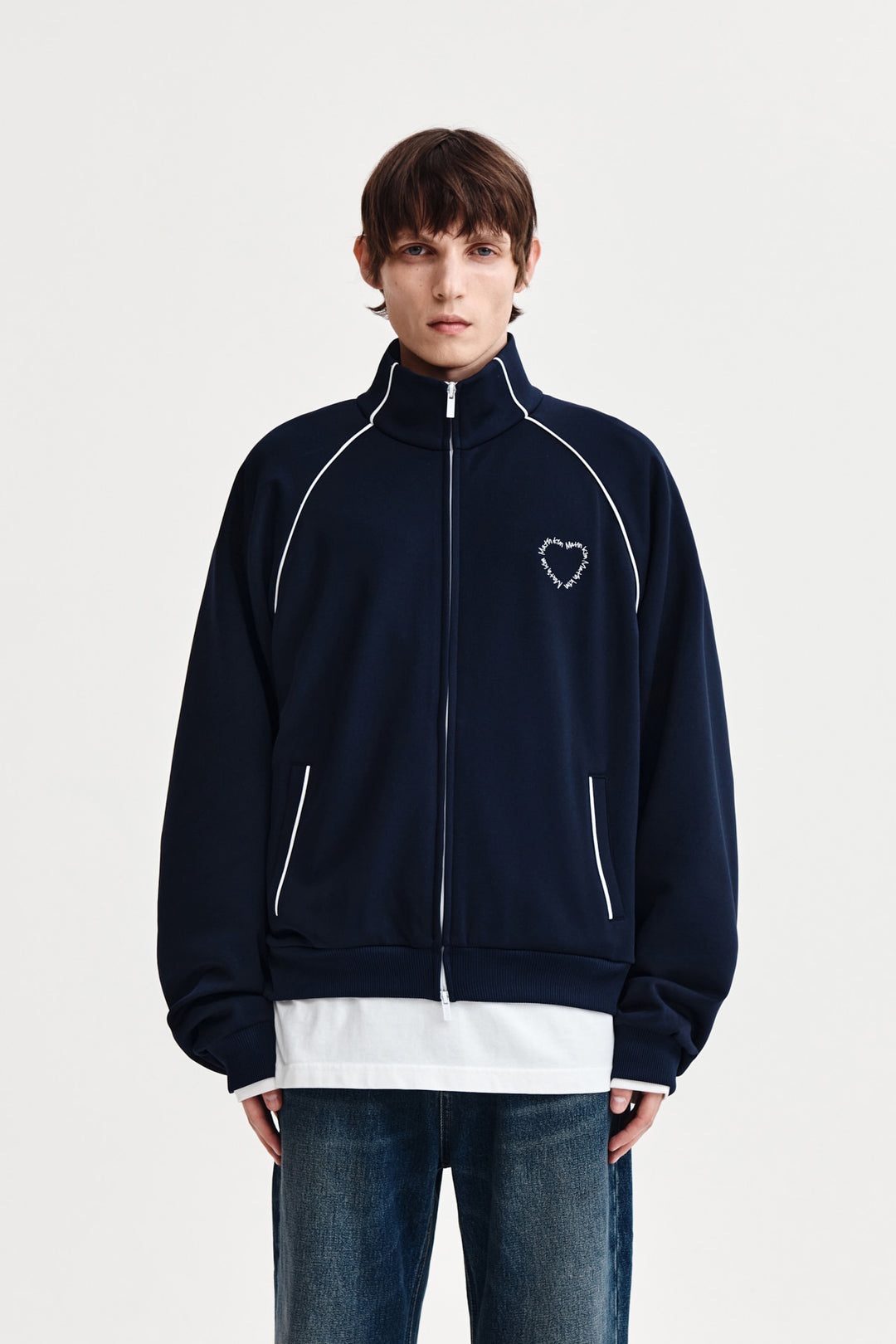 Matin Kim Heart Logo Track Jumper — Navy blue