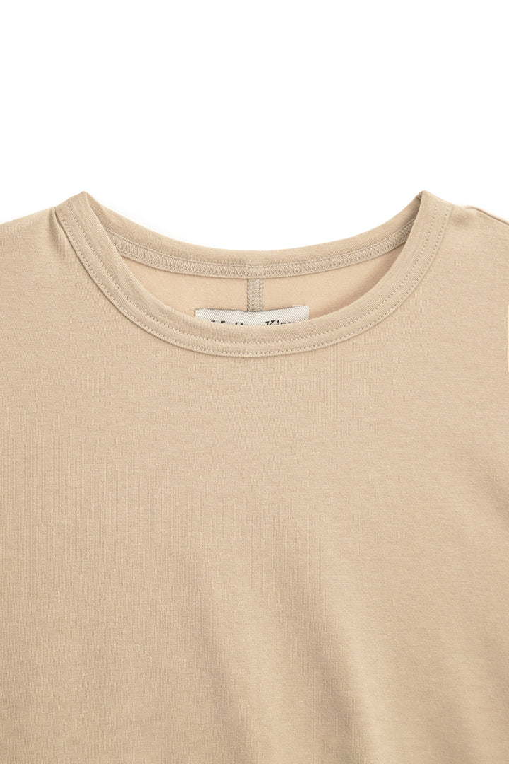 Matin Kim Mini Label Shirring Top — Beige