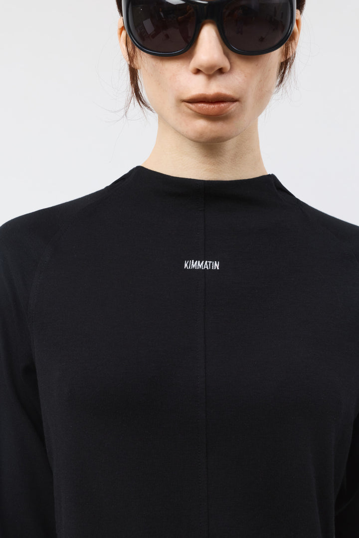 KIMMATIN Slim Hoody Jersey Top — Black
