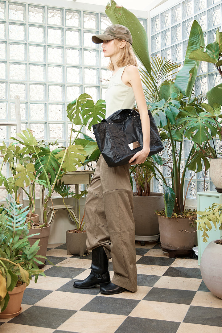 Matin Kim Zipper Detail Nylon Pants — Khaki