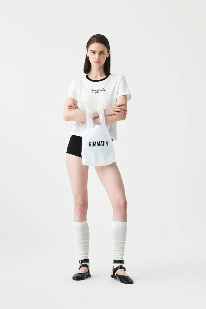 KIMMATIN Back Slit Slim Top — White