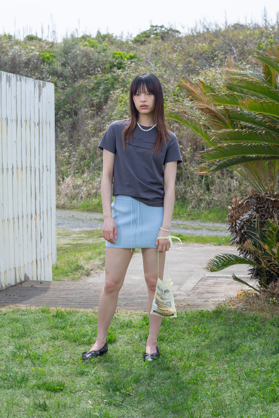Matin Kim Applique Logo Patch Top — Charcoal