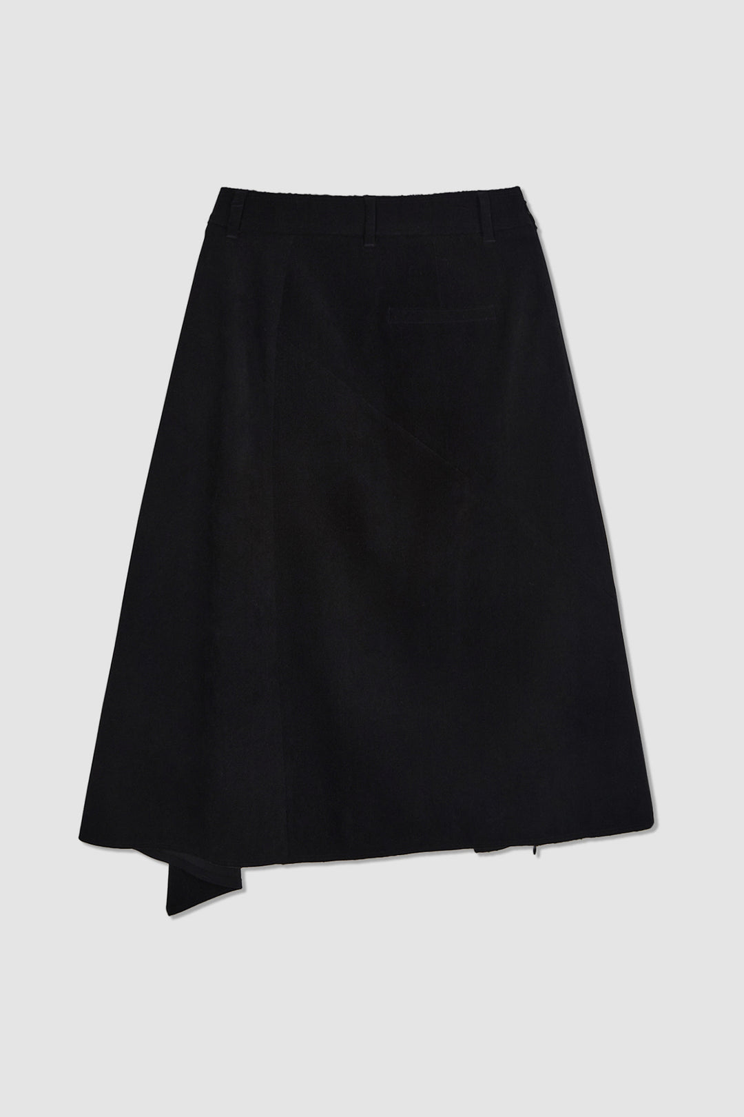 KIMMATIN Asymmetric Wrap Midi Skirt — Black