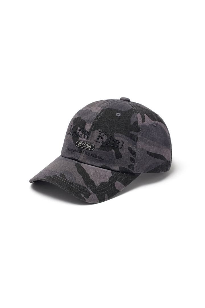 Matin Kim Camouflage Logo Ball Cap — Charcoal