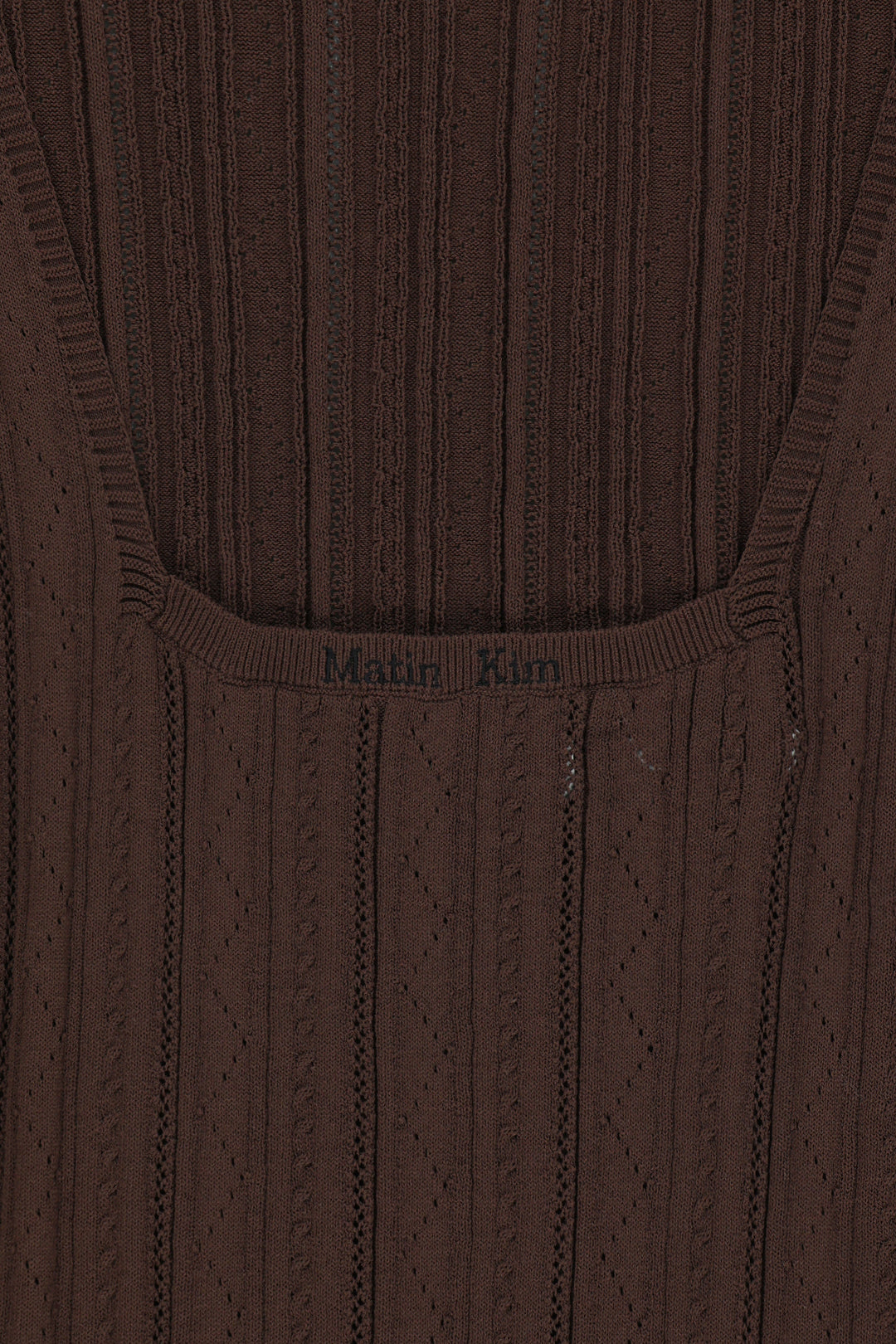 Matin Kim Open Back Ribbed Knit Dress — Brown