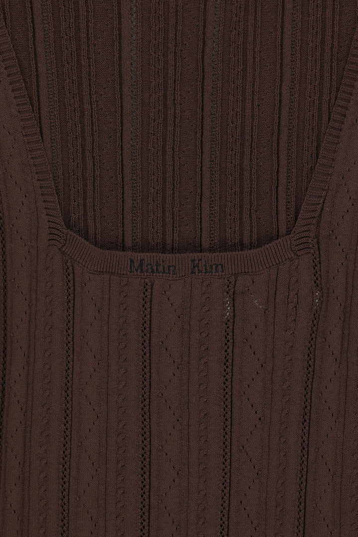 Matin Kim Open Back Ribbed Knit Dress — Brown