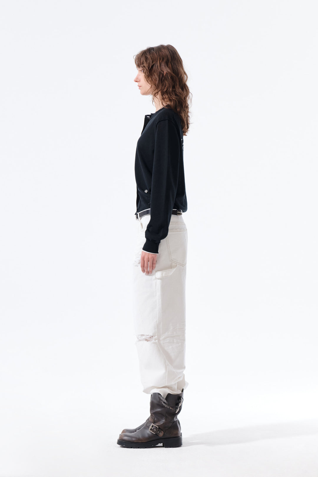 Matin Kim Back Logo Sheer Cardigan — Black