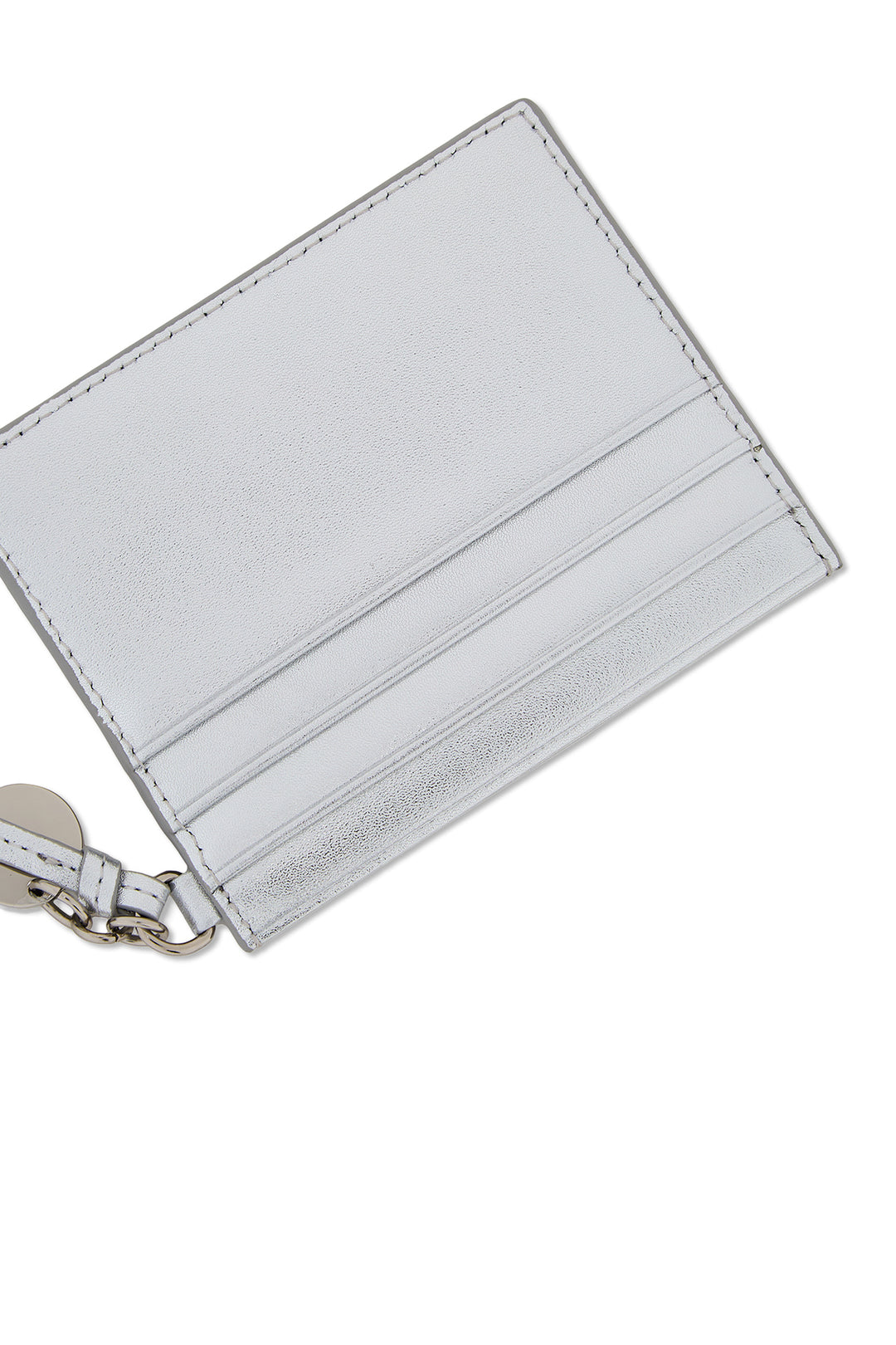 Matin Kim Steel Logo Rivet Card Wallet — Silver