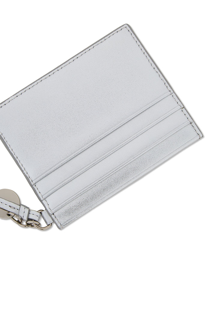 Matin Kim Steel Logo Rivet Card Wallet — Silver