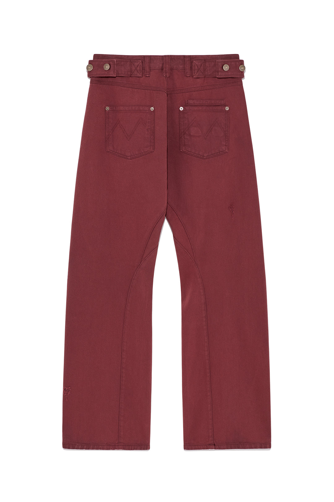 Matin Kim Waist Buckle Curved Dying Denim — Red