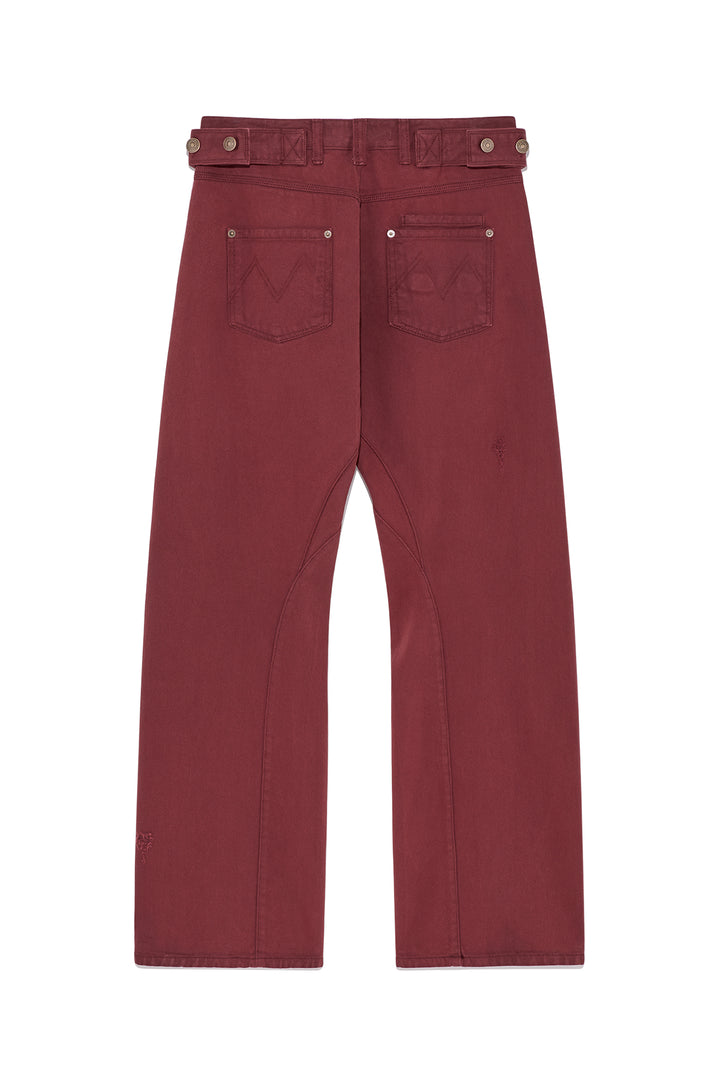 Matin Kim Waist Buckle Curved Dying Denim — Red