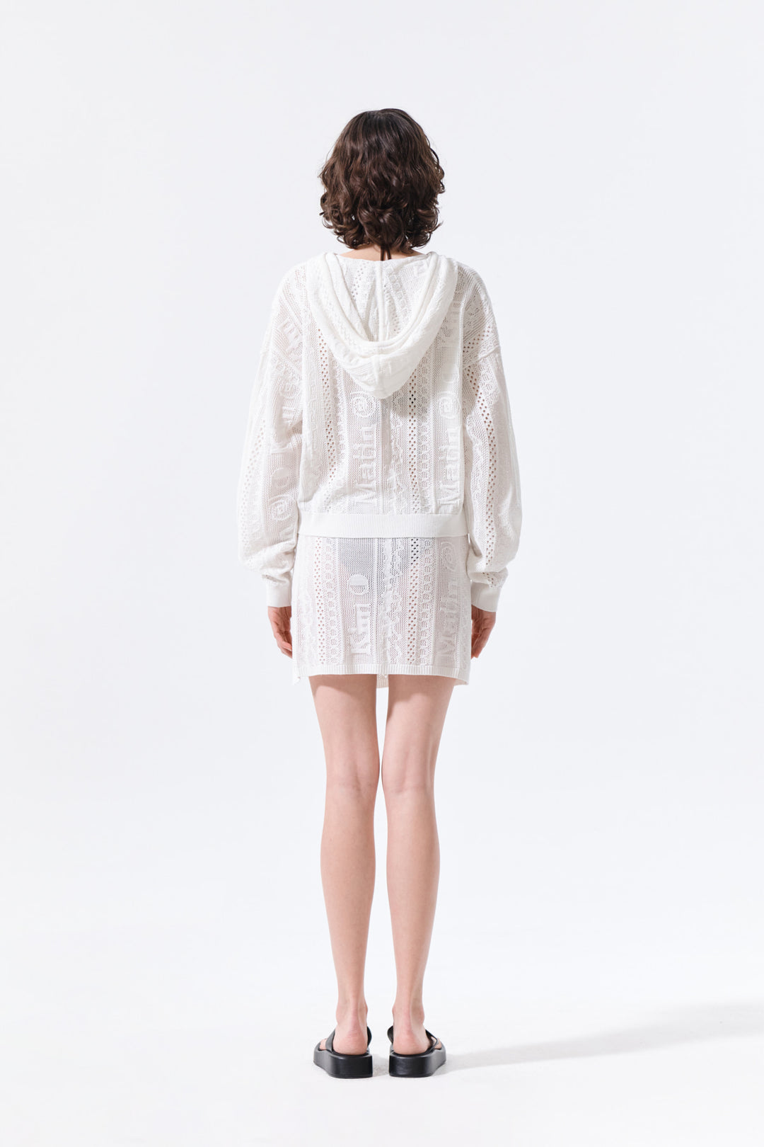 Matin Kim Mesh Logo Wrap Mini Skirt — White