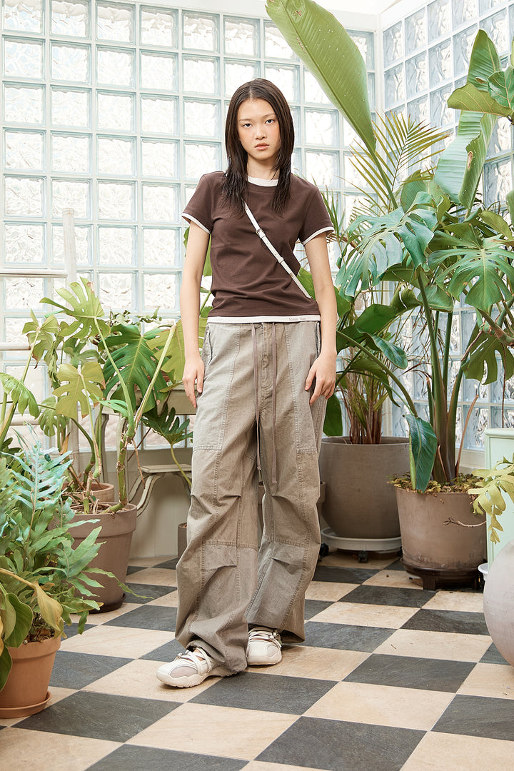 Matin Kim Color Point Layered Top — Brown