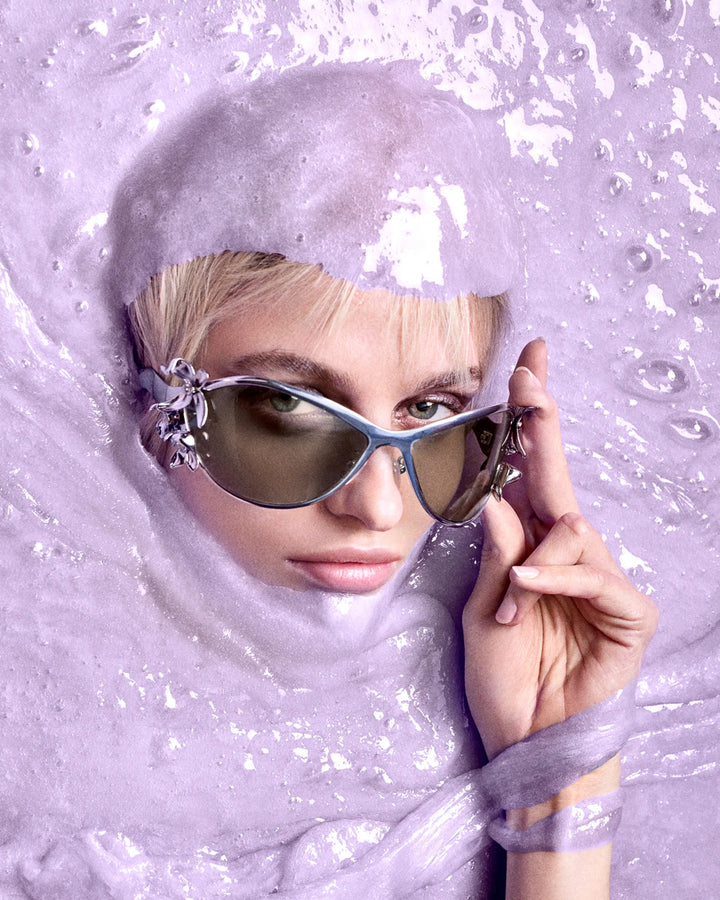 Stand Oil Flora Sunglasses — Round Goggle Frame — Silver