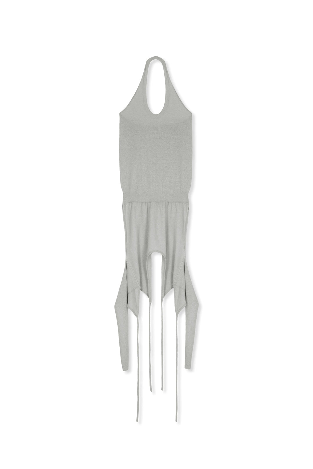 Matin Kim Layered Tie Halter Neck Knit Top — Light Grey