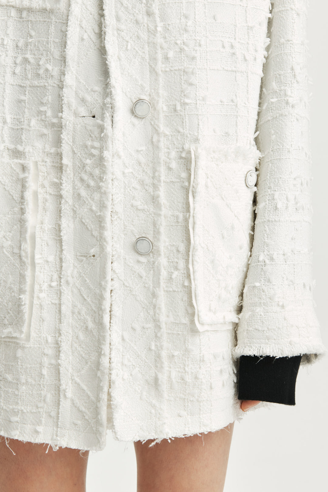 KIMMATIN Cut Point Tweed Jacket — White