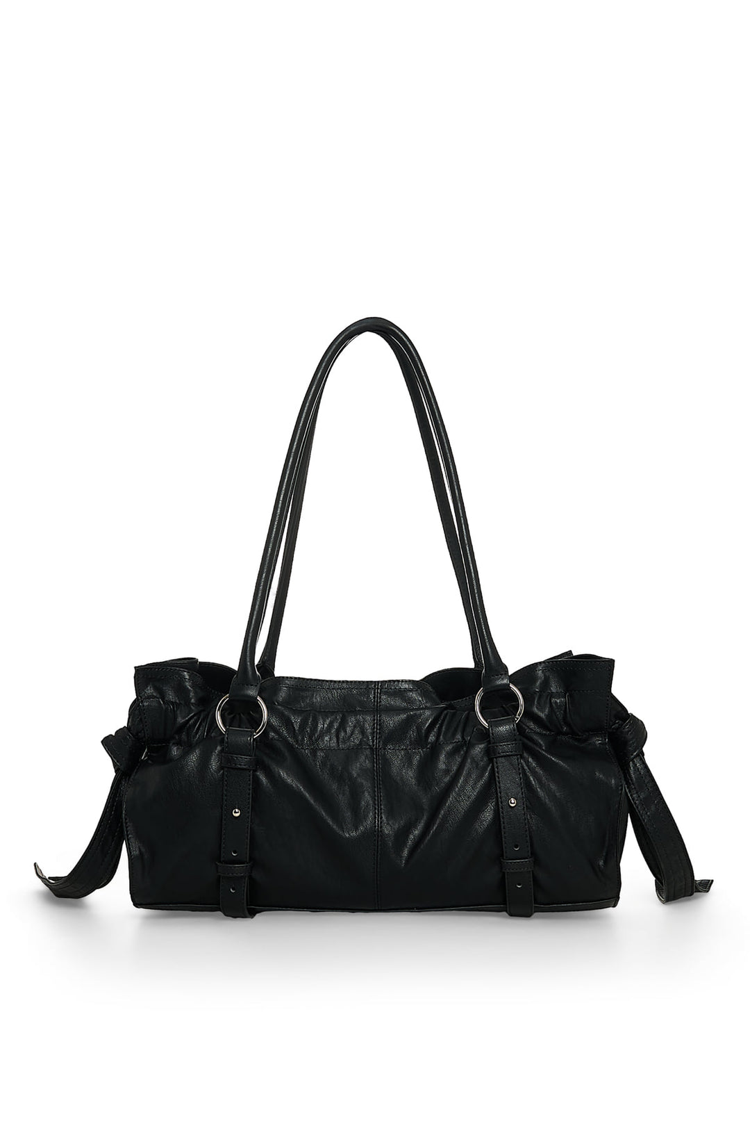 Matin Kim Shirring Tie Buckle Shoulder Bag — Black