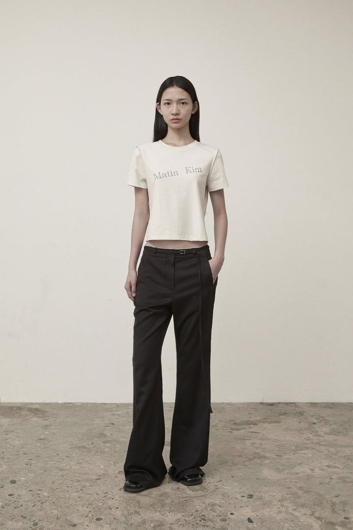 Matin Kim Diagonal Logo Reversible Crop Top — Ivory