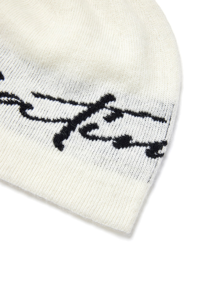Matin Kim Logo Script Beanie — Ivory
