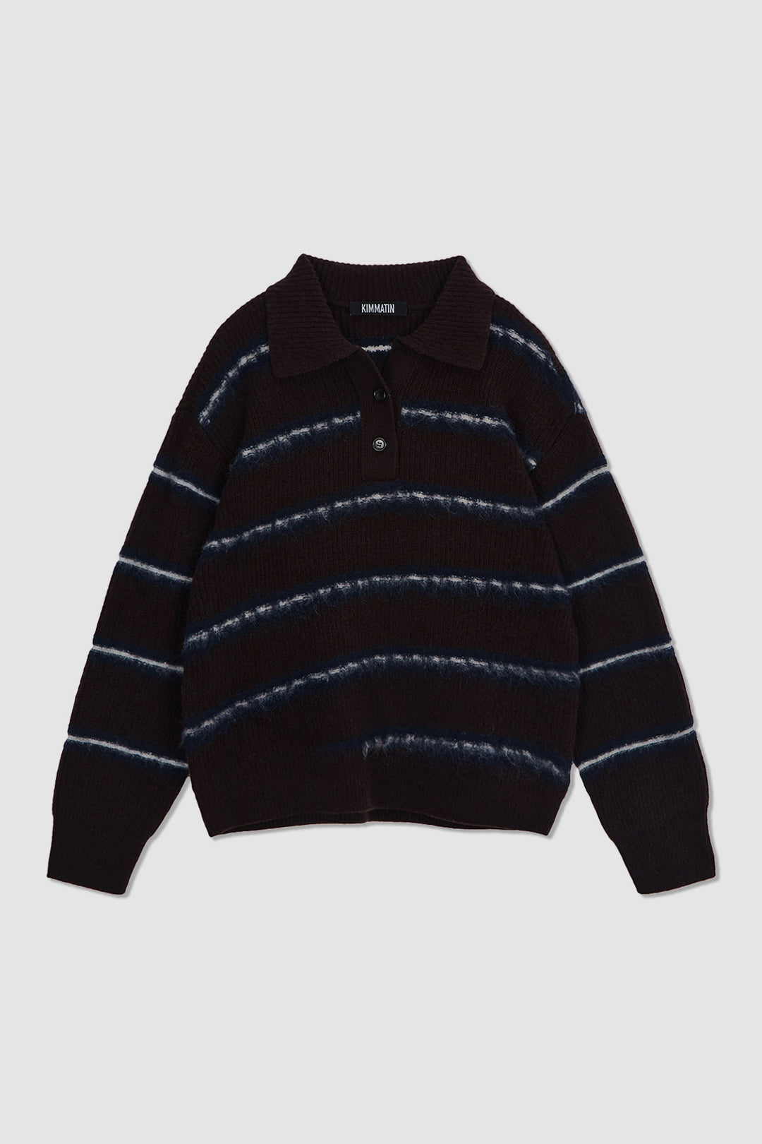KIMMATIN Hairy Stripe Piqué Knit Top — Brown