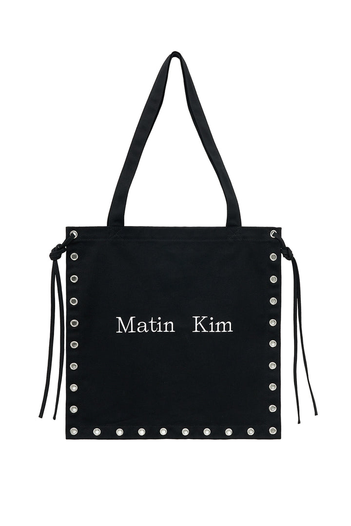 Matin Kim Eyelet Logo Canvas Ecobag — Black