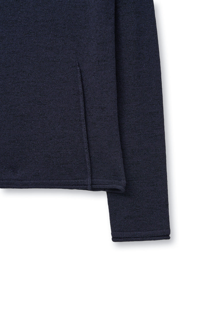 Matin Kim Glitter Slim Logo Knit Top — Navy blue