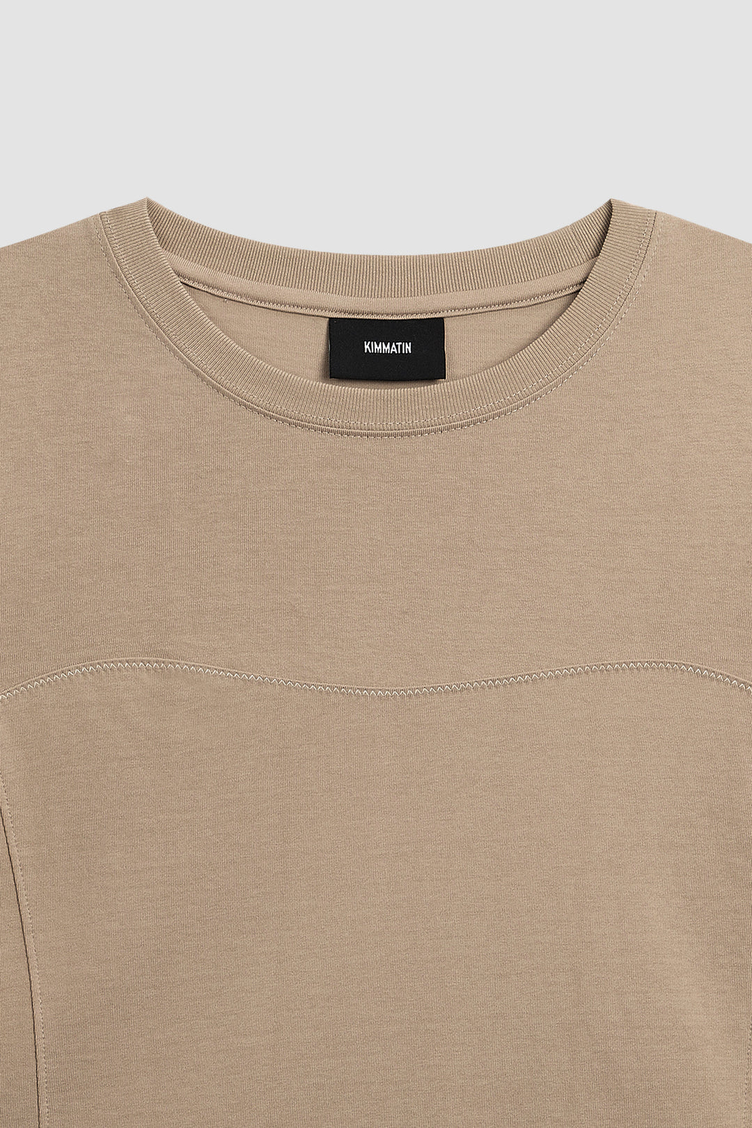 KIMMATIN Stitch Cut Out Long Sleeve Top — Beige