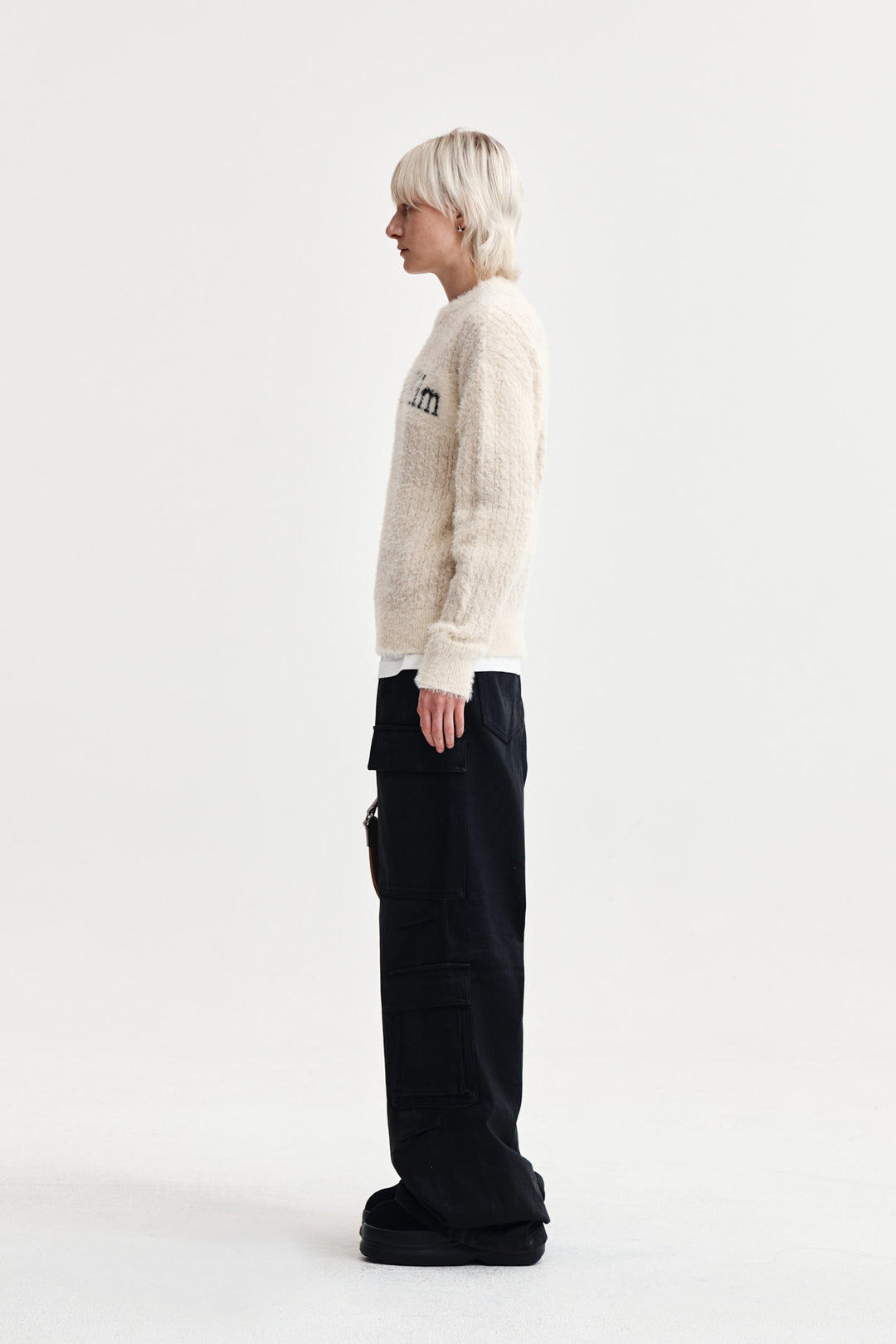 Matin Kim Hairy Cable Knit Pullover Light — Beige