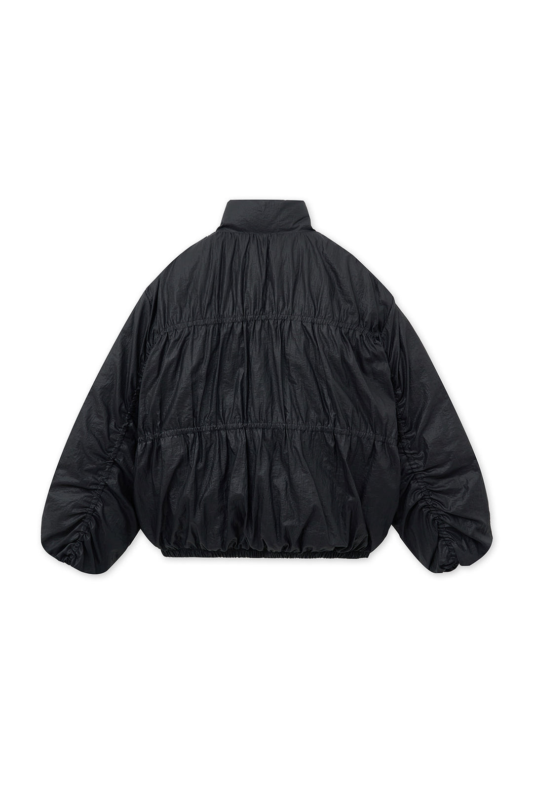 Matin Kim High Neck Shirring Down Jumper — Black