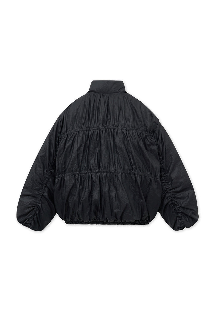 Matin Kim High Neck Shirring Down Jumper — Black