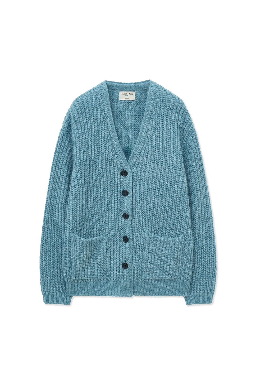 Matin Kim Side Button Point Overfit Cardigan — Light Blue