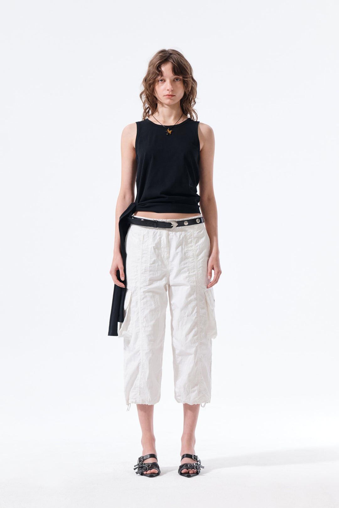 Matin Kim Crinkle Capri Pants — White