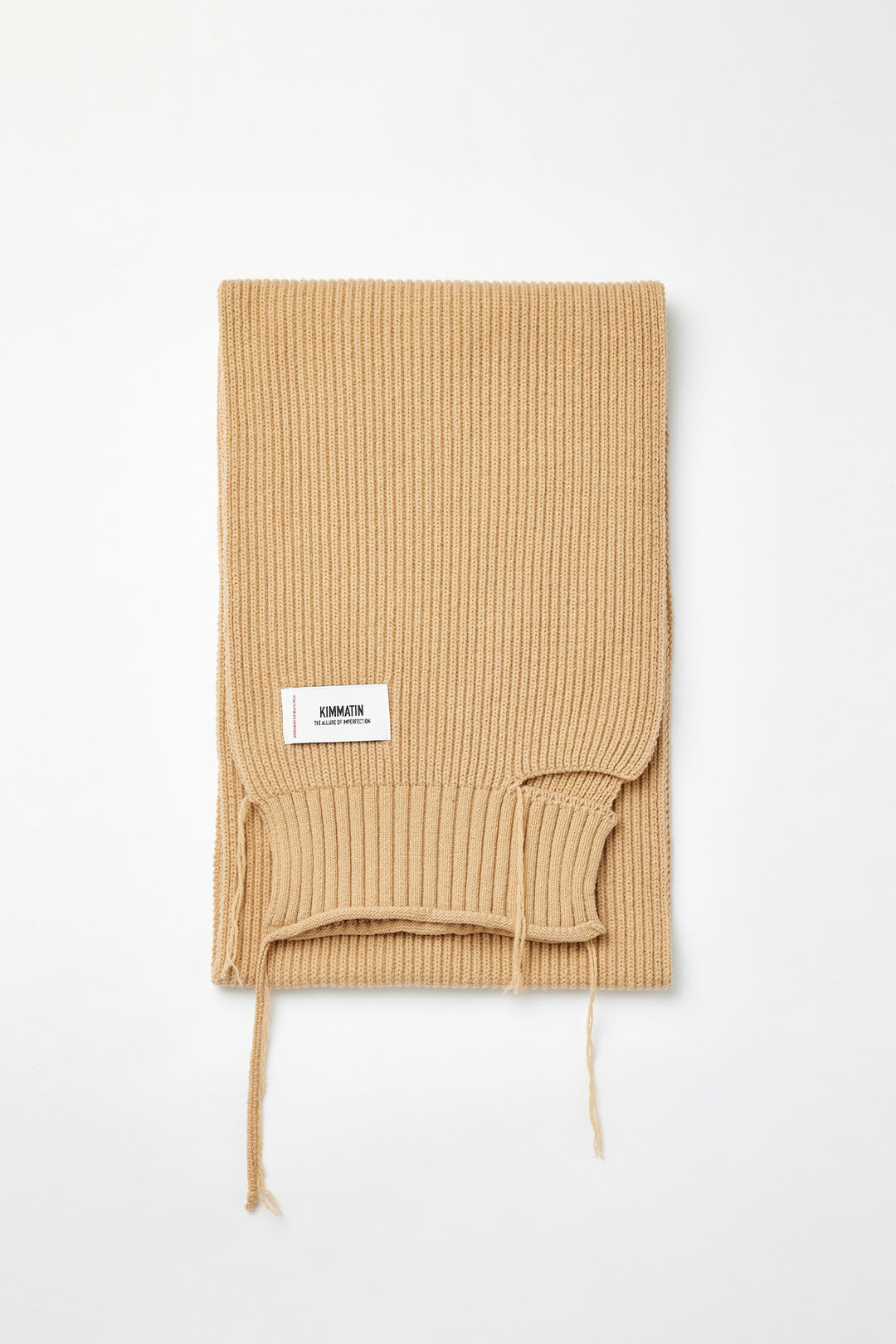 KIMMATIN Cut Out Wool Knit Muffler — Beige