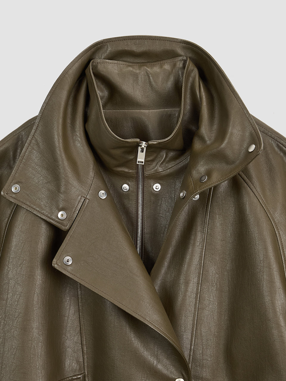 KIMMATIN Oversize Layered Leather Jumper — Brown