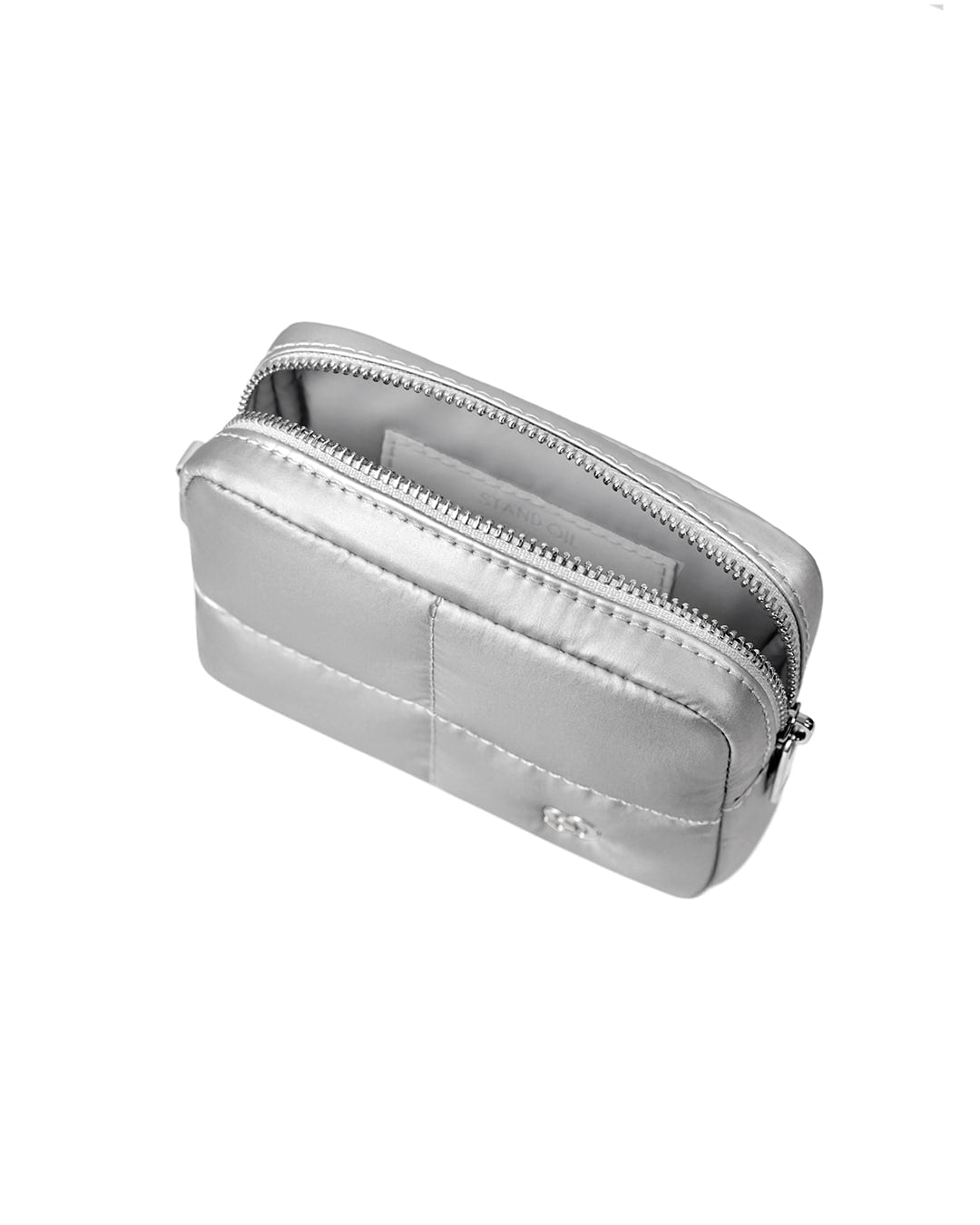 Stand Oil Bubble Pouch — Quilted Nylon Mini — Silver