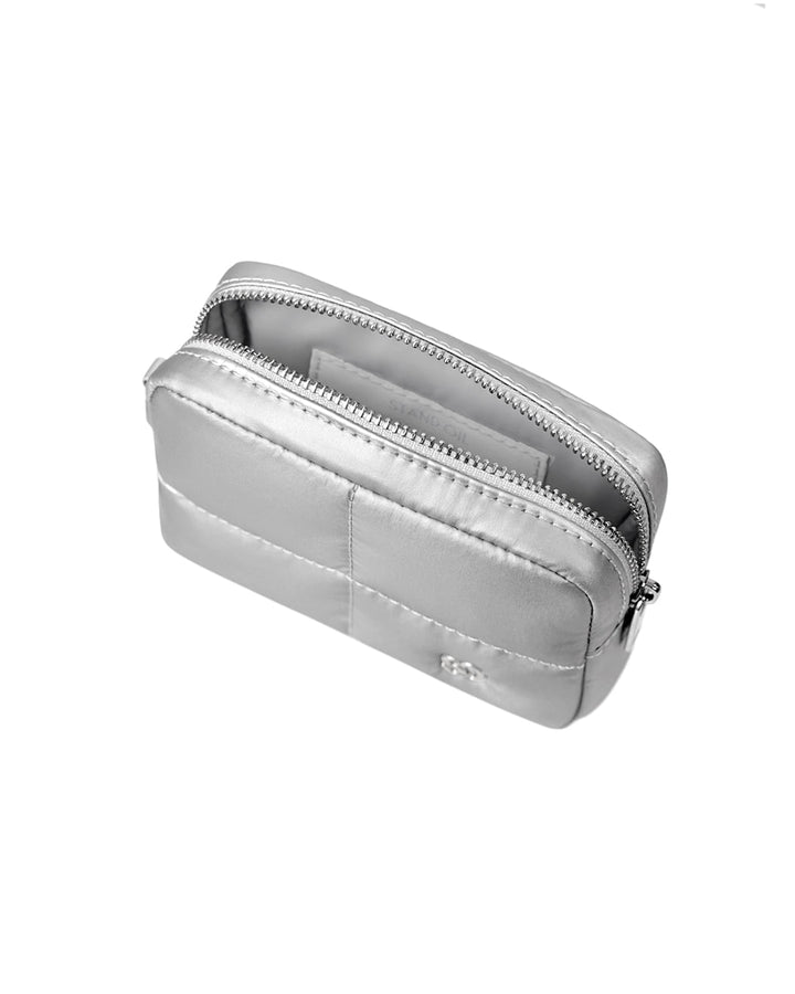 Stand Oil Bubble Pouch — Quilted Nylon Mini — Silver